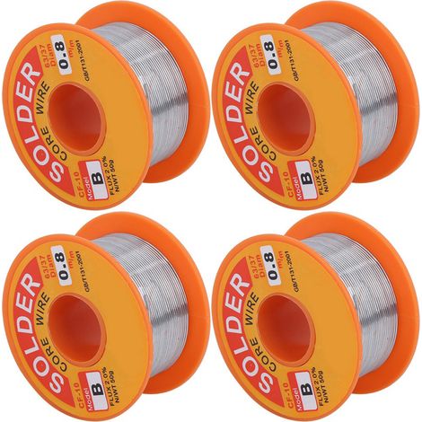 Bobine de 4 brins de fil à souder à l'étain, flux de soudure haute pureté, sans nettoyage, 50 g, 0,8 mm (1/5)