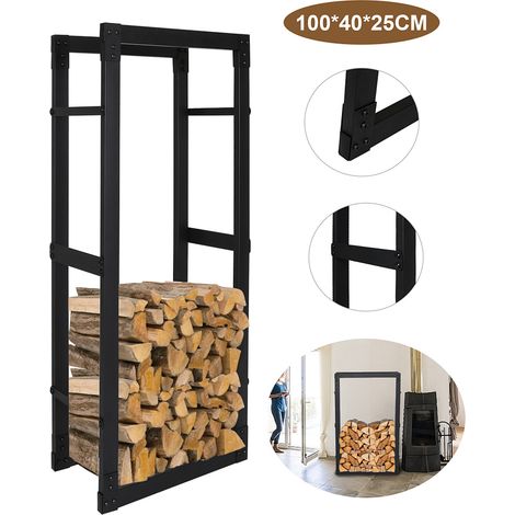 TolleTour scaffale per legna da camino aiuto per impilare 100×40×25 cm in metallo resistente alle intemperie deposito per legna da ardere (1/5)