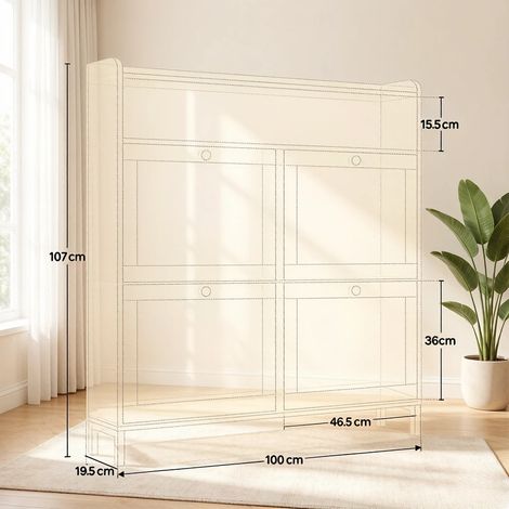 Élégante armoire à chaussures étroite, meuble de rangement pour salon, placard à chaussures compact (uniquement l'armoire). (1/4)