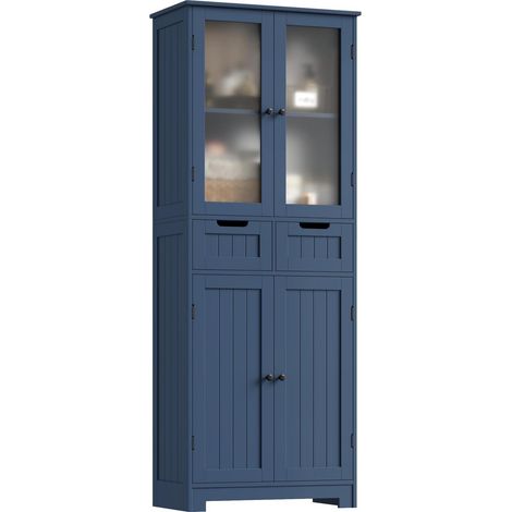 Badezimmerschrank Hoch mit 4 Türen & 2 Schubladen, Blau (1/5)