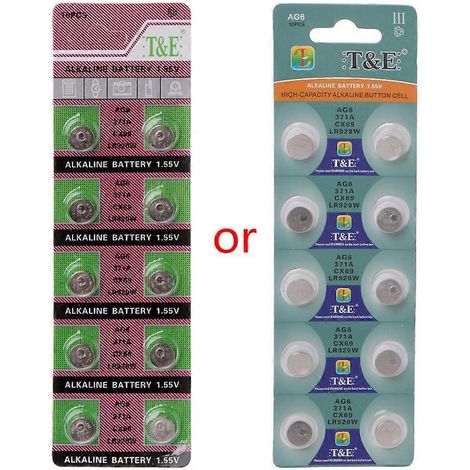Piles bouton alcalines jetables AG6 SR920SW LR920 SR927 L921 LR69 SR920 pour télécommande de montre - Lot de 10 (1/5)