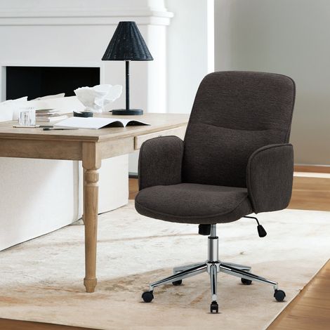 COLAMY Chaise de bureau ergonomique à dossier haut en forme de coquille, hauteur réglable, pivotante avec roulettes, idéale pour le travail et la détente,gris (1/5)