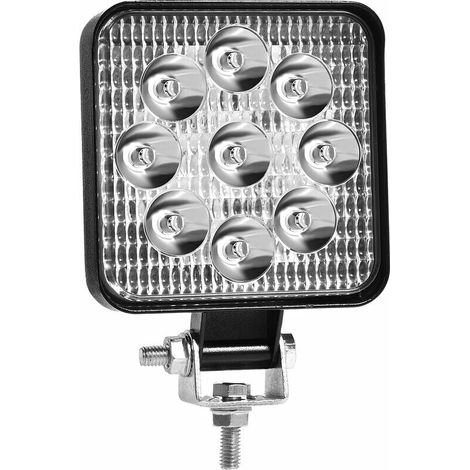 27W carré Blanc froid Éclairage de la voitureLED, température de couleur6500K,Projecteur Phares Longue Portee led，projecteur extérieur， IP65imperméable Flood Lumière de recul ，Convient aux véh (1/5)