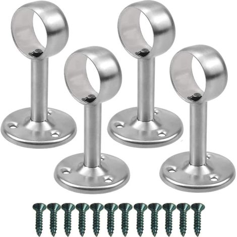 Support de tringle à rideau 4 pièces, fixation au plafond en acier inoxydable, patère pour penderie avec vis, pour rideau de douche (25m) (1/5)