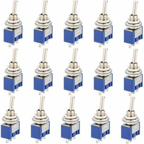 Ulisem15 Pièce Mini Interrupteur à Bascule, AC 125V 6A ON-OFF 3 Broches 2 Position SPDT Interrupteur a Bascule Autobloquant pour Pièces D'auto Bleu (1/5)