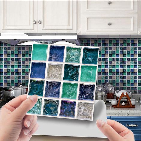 10pcs Auto-adhsifs Stickers Carrelage 20x20cm Stickers Muraux Cuisine Stickers De Carreaux, Autocollant De Carrelage Autocollant De Carreaux Adhsi (1/5)