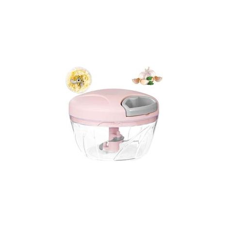 Picadora de cebolla manual, prensa de ajos de 520 ml con 3 cuchillas, para ensalada de cebolla, pesto, perejil, rebanador de salchichas/frutos secos, vainilla, comida para bebés (rosa)