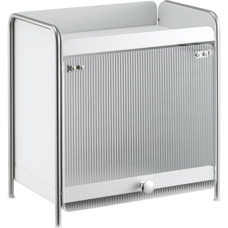 YORKING  Metall Aufbewahrungsschrank mit transparenter Tür - Weißes Sideboard, Ausziehbares Küchenregal für Kaffee & Home Office - Abmessungen: 30 x 20 x 32,5 cm (LxBxH) (1/5)