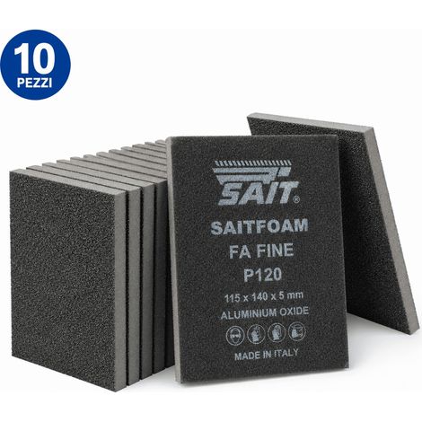 10 Spugne Abrasive SAIT-FOAM FA P120 115×140×5 mm