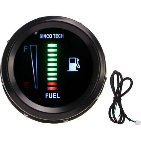 Indicateur de jauge de niveau de carburant d'huile de 52 mm Rappel clignotant LED pour moto de véhicule de voiture 8-18 V (1/4)