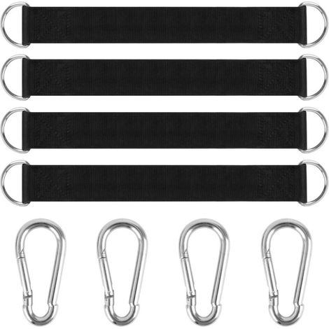 CSPARKV Lot de 4 fixations pour hamac, balançoire, fauteuil suspendu avec 4 mousquetons de suspension de qualité supérieure pour l'intérieur et l'extérieur .