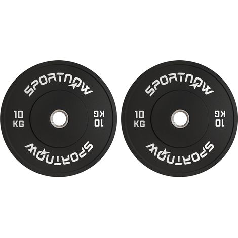 Lot de 2 disques de musculation 45x45x4 cm en caoutchouc noir pour barre 50 mm – MEUBLIV (1/5)