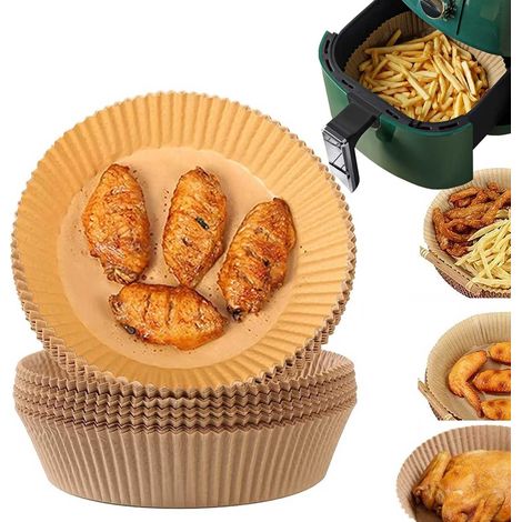 Papier pour friteuse à air chaud, paquet de 100 - Papier jetable de 20 cm pour friteuse à air chaud, marron (1/5)