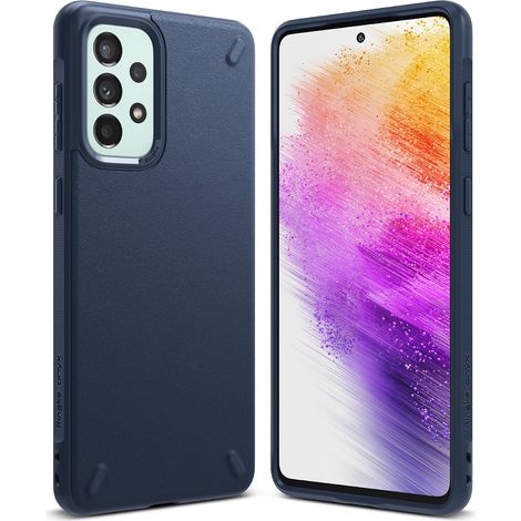 Robuste und flexible Hülle für Galaxy A73 Onyx Marineblau (1/5)