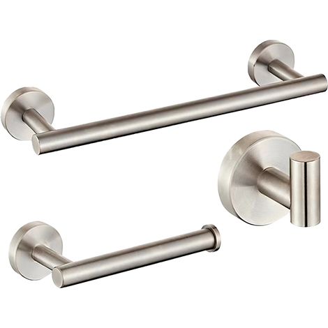 VALAZ Accesorios de baño en acero cepillado Toallero+ Percha+ Portarollos (1/2)