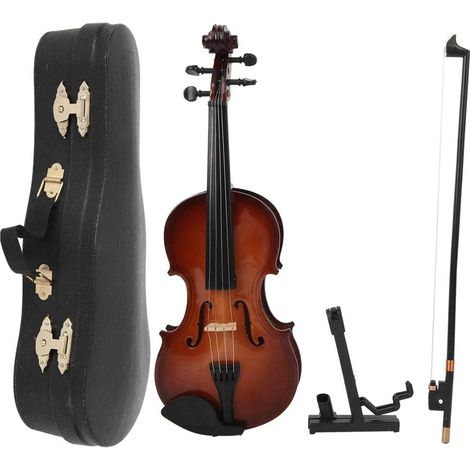 Violon miniature en bois - Décoration exquise avec boîte - Idéal pour les amateurs de musique pour la maison et le bureau (1/5)