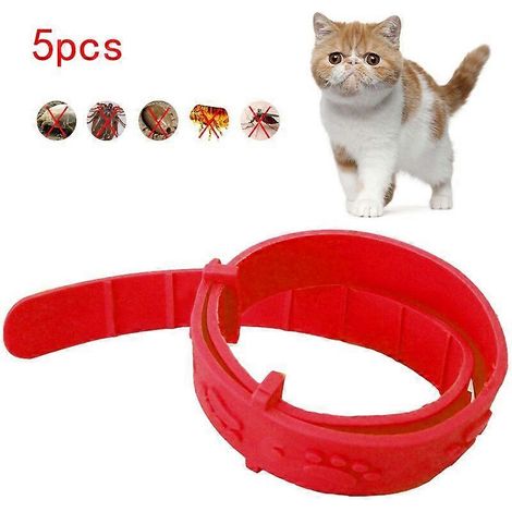 Collier anti-puces et acariens pour chat, avec sangle de cou ajustable, insecticide quadruple pour éliminer efficacement les puces, les poux et les moustiques. (1/5)