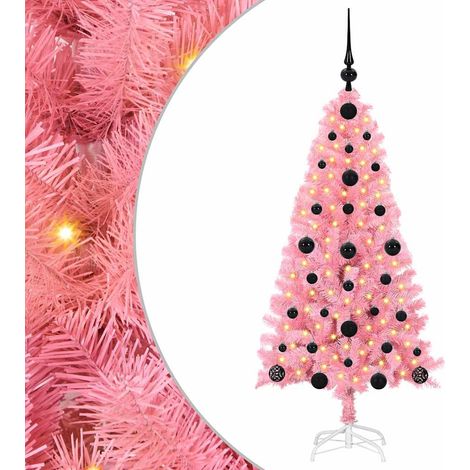 Árbol de Navidad con 150 LED con soporte Rosa 120 cm PVC vidaXL