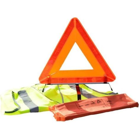 Kit de sécurité routière - Gilet & triangle - Haute visibilité EN471 - Triangle voiture - Pochette