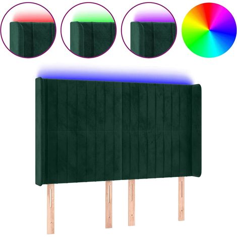 Testiera Testata del letto a LED Verde Scuro 147x16x118/128 cm in Velluto (1/5)