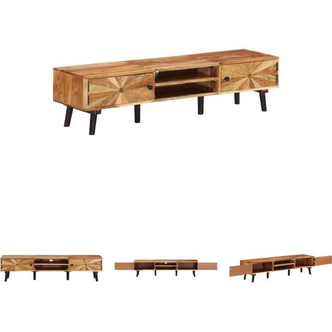 The Living Store - TV-Schrank 145x35x35 cm Akazie Massivholz (1/5)