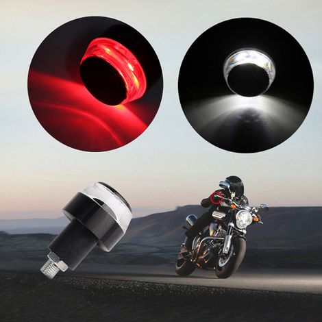 Lot de 2 lampes LED rouges pour guidon de moto, clignotants intégrés aux embouts de guidon. (1/5)