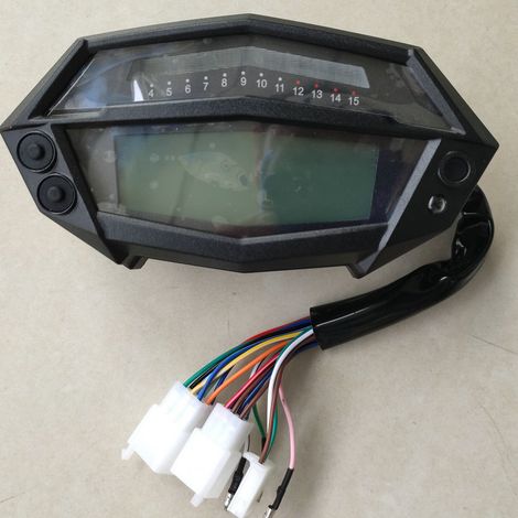 Motorradumbauten: Tachometer, Drehzahlmesser, digitaler Tachometer, LCD-Armaturenbrett mit Sensor, Kawasaki Z1000 (1/2)