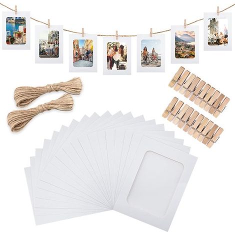 Cadres photo en papier - Cadres photo à faire soi-même - Lot de 20 - Blanc - Carton (1/2)