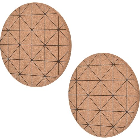 Lot de 2 dessous de verre en liège, design sécuritaire, pratiques et brillants, style rustique, en bois, à carreaux, pour la cuisine. (1/5)
