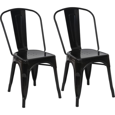 Juego de 2 sillas comedor cocina bistro apilables metal diseño industrial en metal negro 040000270 (1/5)