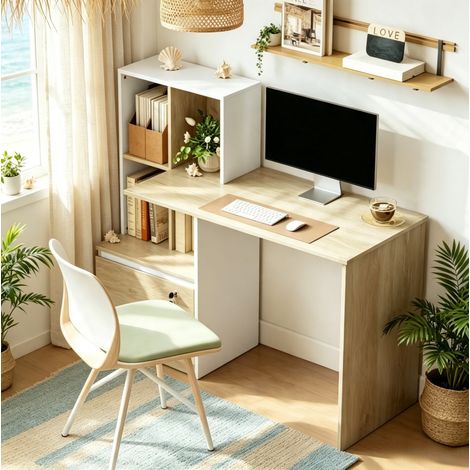 Computerschreibtisch mit 4 Fächern und abschließbarer Schublade 126x50x109 cm (1/5)
