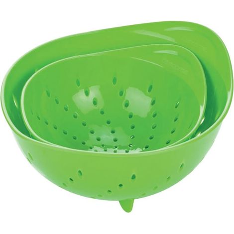 Spiel von 2 Abtropfsieben "Presto" grün hergestellt aus widerstandsfähigem Kunststoff und spülmaschinengeeignet (Ø16cm und Ø20cm