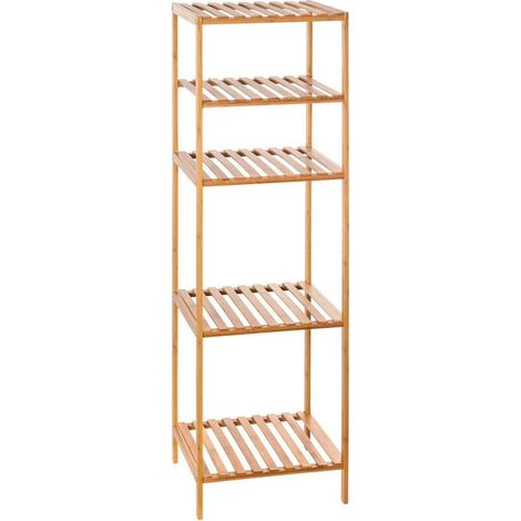 Scaffale A Colonna In Bambù Con 4 Ripiani Mensole (1/5)