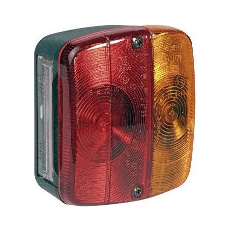 OSE – Feu arrière de remorque 12V – 4 fonctions d'éclairage – Dimensions 9,5x10x4,7 cm – Fixation incluse – Plastique rouge et noir