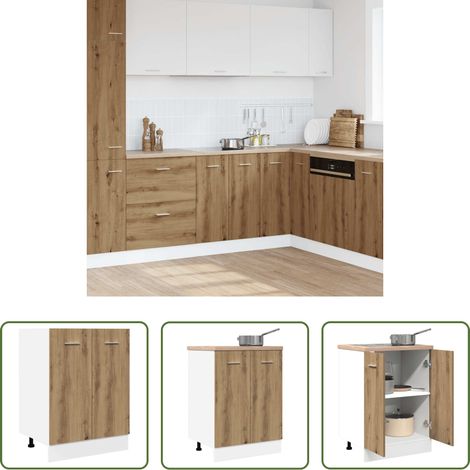 Küchenmöbel - Unterschrank Lyon Artisan-Eiche 60x46x81,5 cm Holzwerkstoff (1/5)