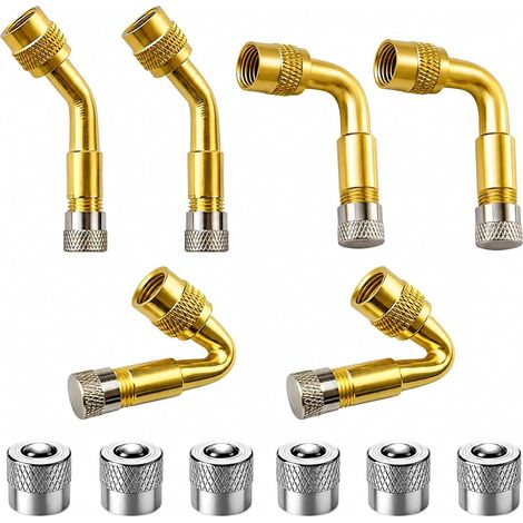 6 x Copper Motorcycle Tyre Valve Extension with Valve Extensions 45 90 and 135 Degrees, 90 Degree Valve Extensions for Car, Motorcycle, Bike (1/5)