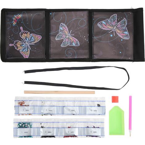 Pochette de Rangement Murale DIY à Motif Papillons Diamant, 3 Poches Imperméable pour Chambre (1/5)