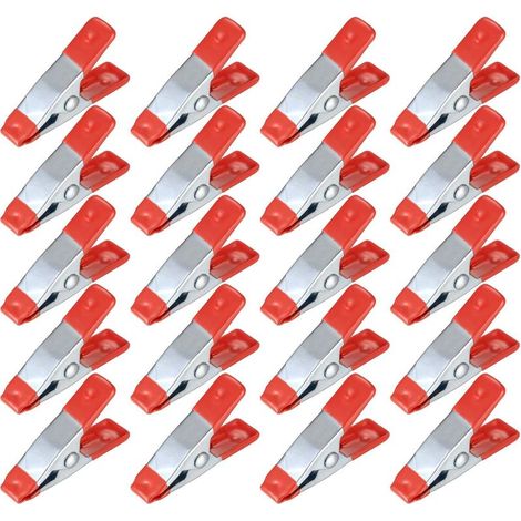 20 Pièces Pinces à Ressort Métal, Modélisme Pince à épiler, Metal Spring Clamps, Pinces à Linge Grip Holder pour Bâche, Camping, Tarpaulin, Travail Bois, Outil de Modélisation