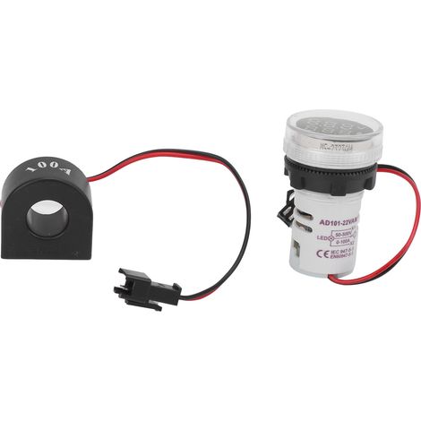 AD101-22VAM Voyant Lumineux Tension Courant Double Affichage AC50-500V 0-100A Blanc (1/5)