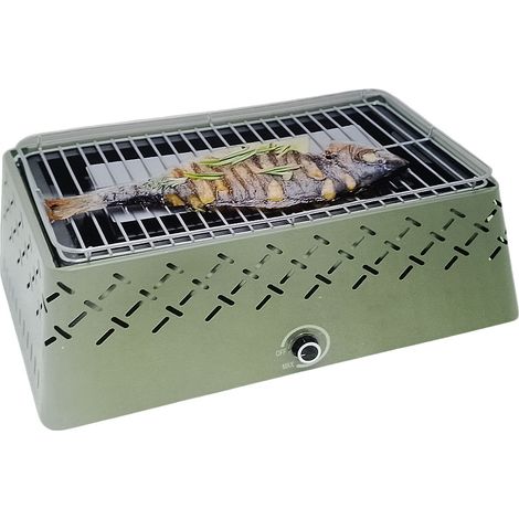 Barbecue a Carbone Portatile con Sistema di Ventilazione Antifumo  odori griglia compatto per campeggio pic nic da Tavolo  45x28 cm a Batterie (1/4)
