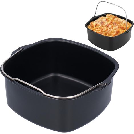 Moule à gâteau, moule à gâteau en fer résistant à la chaleur pour friteuse, moules à pizza antiadhésifs, moule à pâtisserie réutilisable, accessoires pour friteuse (18 cm) (1/5)