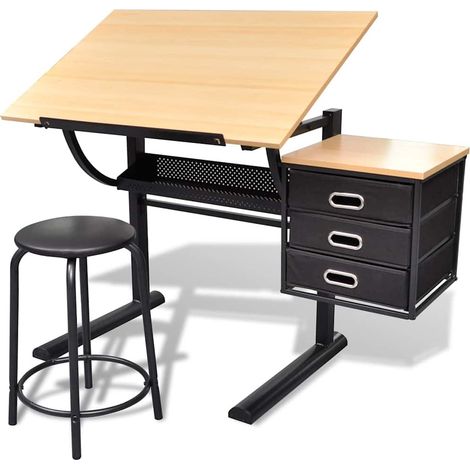 Escritorio inclinable con tablero de dibujo y taburete mesa de dibujo vidaXL (1/5)