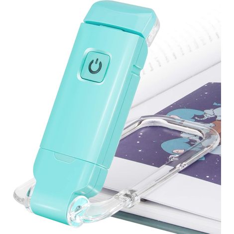 Clip On Reading Lamp, LED Reading Light for Books in Bed, Soft Eye Light, USB Rechargeable, 2 Brightness Settings for Eye Protection, LED Light, Blue (1/5)