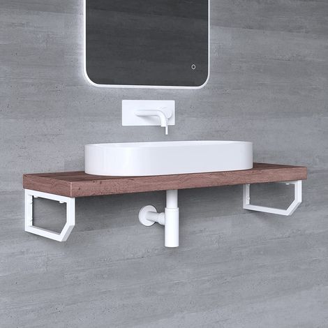 Mai & Mai Design Wandkonsole WH03 aus Edelstahl in weiß Länge: 33cm 1er Pack