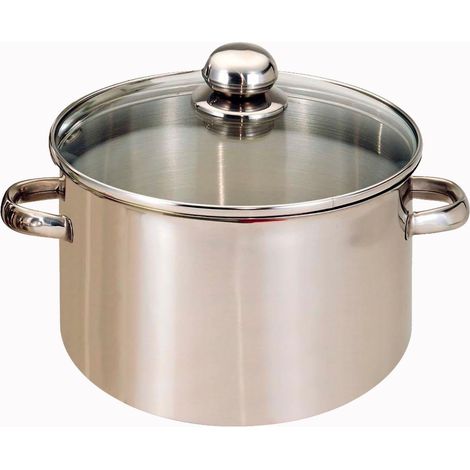Faitout avec Couvercle Verre Acier Inoxydable Tous Feux dont Induction Triple Fond Diffuseur Répartition Homogène de la Chaleur Poignées en Métal Ø28cm (1/5)