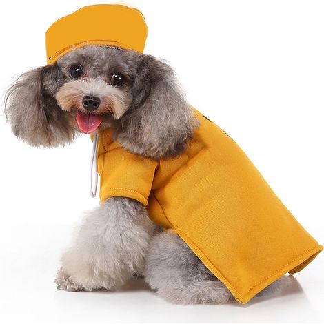Déguisement amusant pour chien avec chapeau ajustable, doux, confortable et élastique, pour Halloween, pour chiens, chats et autres animaux de compagnie, jaune, taille M. (1/5)