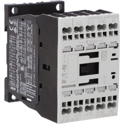 Eaton Contactor de potencia, 3 polos, 380 V 400 V 3 kW, 1 Ö, 230 V 50 Hz, 240 V 60 Hz, accionamiento de CA, bornes Push-in, 199224