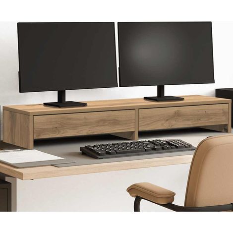 vidaXL Monitor Stand with Drawers Artisian Oak 100x27x15 cm Engineered Wood