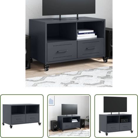vidaXL Stahl-Schrank - TV-Schrank Anthrazit 68x39x43,5 cm Stahl (1/5)