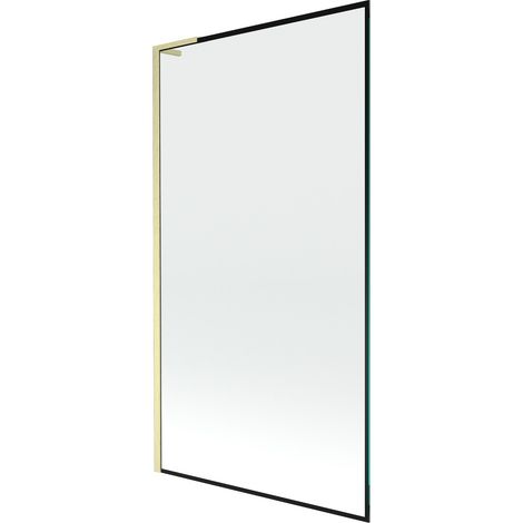 Mexen Next L Badewannenwand 1-flügelig 100 x 150 cm, schwarzes Muster, gebürstetes Gold - 895-100-000-03-70-55 (1/5)